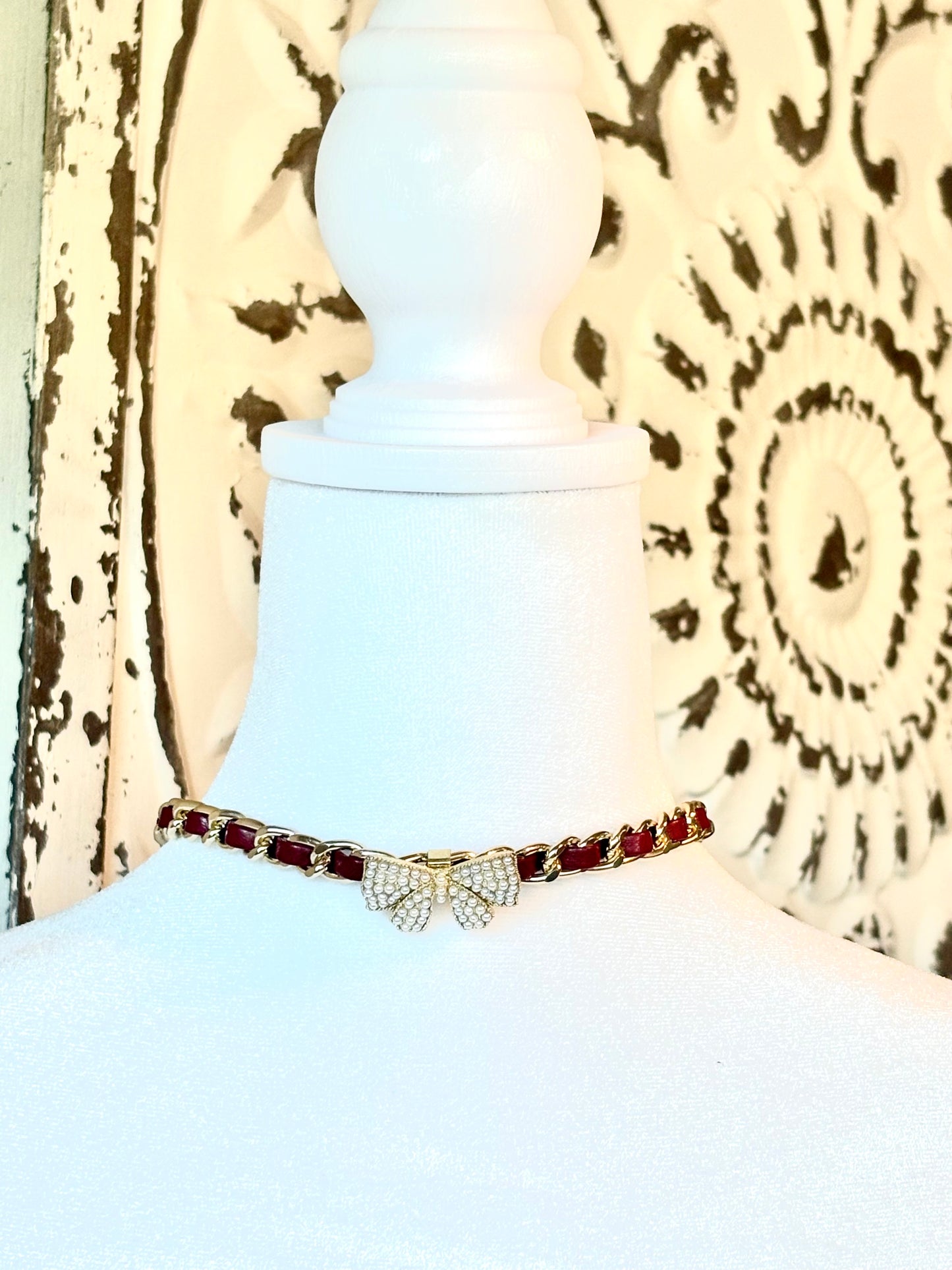 Burgundy Choker with bow