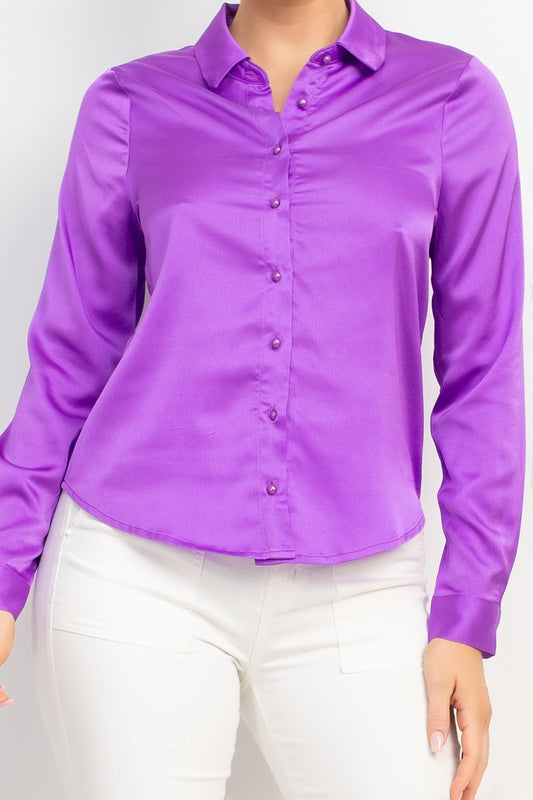 Satiny Purple Button Up Shirt