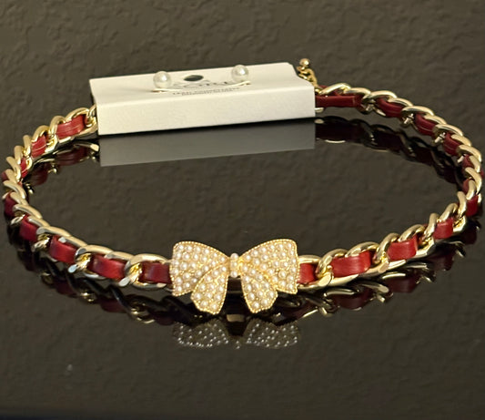 Burgundy Choker with bow