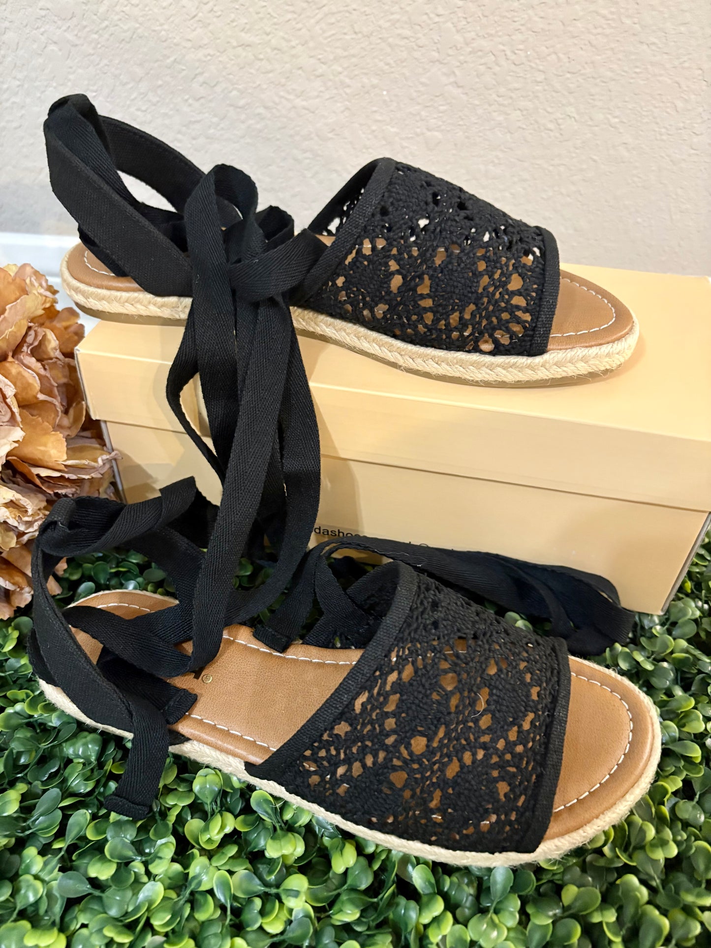Calf Tie up ballerina Espadrille Sandals