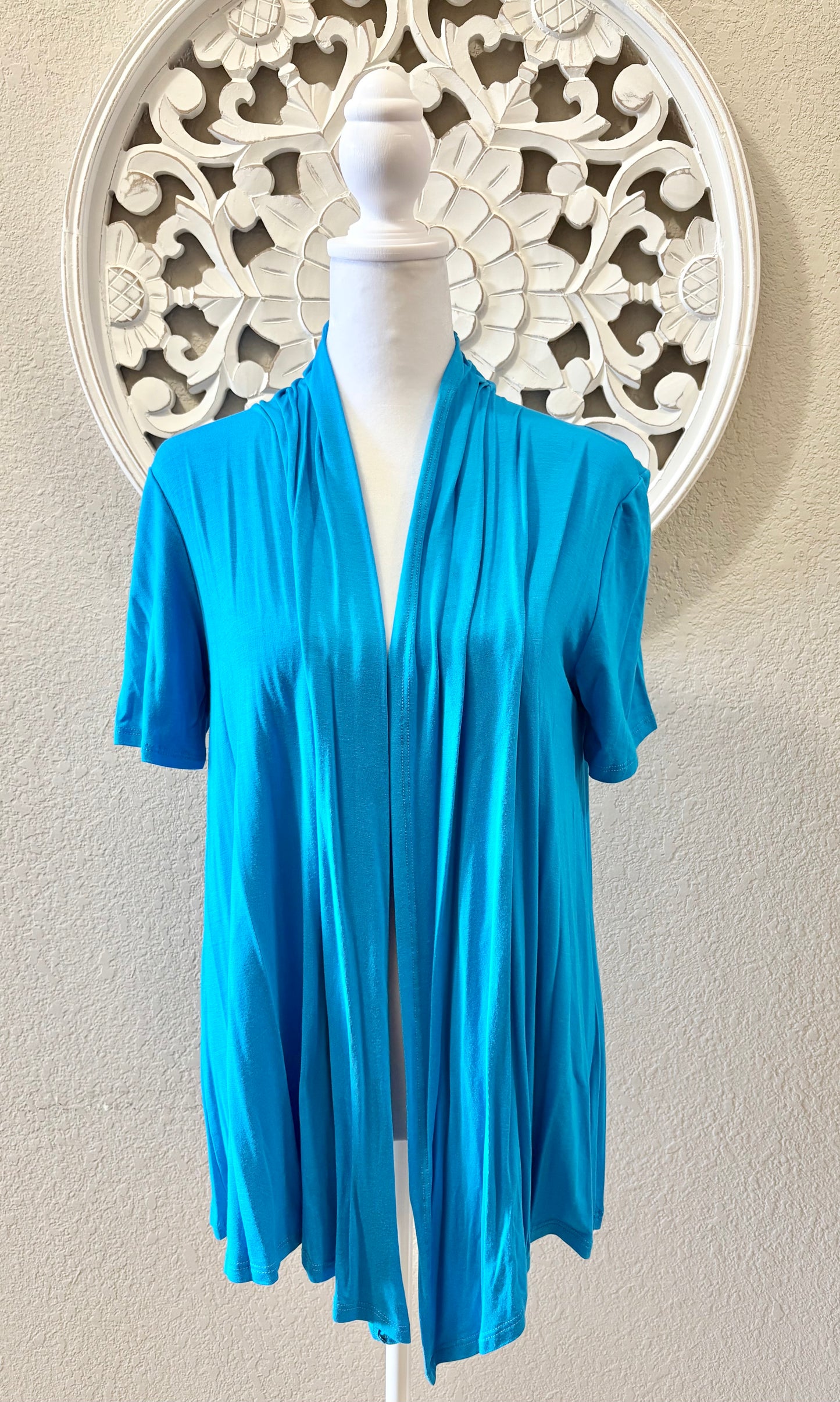 Turquoise Blue Loose Fit stretchy Cardigan