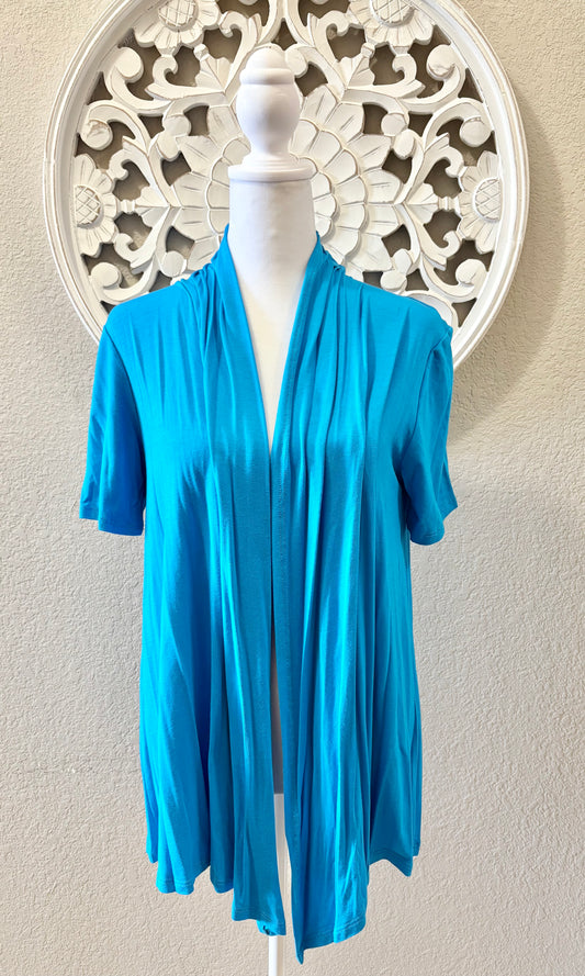 Turquoise Blue Loose Fit stretchy Cardigan